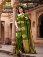 Load image into Gallery viewer, Women's Silk Printed Saree With Unstitched Blouse 5.5Mtr (Green) Kashvii
