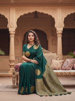 Load image into Gallery viewer, Women's Silk Printed Saree With Unstitched Blouse 5.5Mtr (Green) Kashvii
