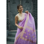 Load image into Gallery viewer, Women's Cotton  Printed Saree With Unstitched Blouse 5.5Mtr (Lavender) Kashvii
