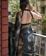 Load image into Gallery viewer, Women's Black Silk Printed Saree With Unstitched Blouse -5.5Mtr Kashvii
