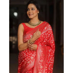 Load image into Gallery viewer, Women's Silk Printed Saree With Unstitched Blouse 5.5Mtr (Orange) Kashvii
