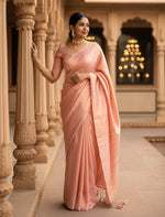 Load image into Gallery viewer, Women's Silk Printed Saree With Unstitched Blouse 5.5Mtr (Peach) Kashvii

