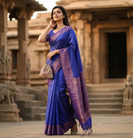 Load image into Gallery viewer, Women's Silk Printed Saree With Unstitched Blouse 5.5Mtr (Blue) Kashvii
