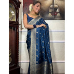 Load image into Gallery viewer, Women's Rama Silk Printed Saree With Unstitched Blouse -5.5Mtr Kashvii
