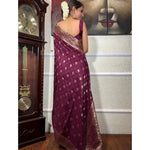 Load image into Gallery viewer, Women's Silk Printed Saree With Unstitched Blouse 5.5Mtr (Wine) Kashvii
