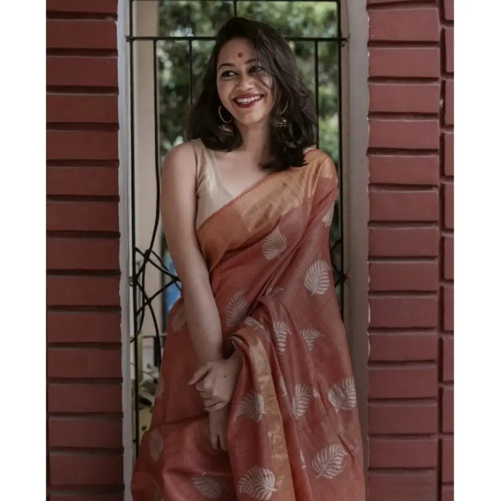 Women's Maroon Silk Printed Saree With Unstitched Blouse -5.5Mtr Kashvii