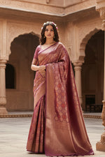 Load image into Gallery viewer, Women's Wine Silk Printed Saree With Unstitched Blouse- 5.5Mtr Kashvii
