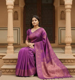 Load image into Gallery viewer, Women's Purple Silk Printed Saree With Unstitched Blouse -5.5Mtr Kashvii
