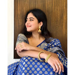 Load image into Gallery viewer, Women's Royal Blue Silk Printed Saree With Unstitched Blouse -5.5Mtr Kashvii
