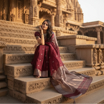 Load image into Gallery viewer, Women's Cotton  Printed Saree With Unstitched Blouse 5.5Mtr (Maroon) Kashvii
