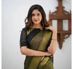 Load image into Gallery viewer, Women's Silk Printed Saree With Unstitched Blouse 5.5Mtr (Black) Kashvii
