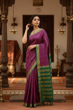 Load image into Gallery viewer, Women's Wine Color Silk Printed Saree With Unstitched Blouse -5.5Mtr Kashvii
