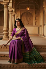 Load image into Gallery viewer, Women's Wine Color Silk Printed Saree With Unstitched Blouse -5.5Mtr Kashvii
