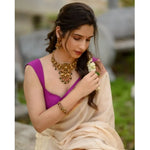 Load image into Gallery viewer, Women's Off White Pink Silk Printed Saree With Unstitched Blouse 5.5Mtr Kashvii
