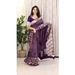 Load image into Gallery viewer, Women's Purple Silk Printed Saree With Unstitched Blouse -5.5 Mtr Kashvii

