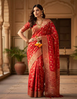 Load image into Gallery viewer, Women's Red Silk Printed Saree With Unstitched Blouse -5.5Mtr Kashvii
