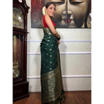 Load image into Gallery viewer, Women's Silk Printed Saree With Unstitched Blouse 5.5Mtr (Green) Kashvii
