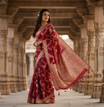 Load image into Gallery viewer, Women's Red Silk Printed Saree With Unstitched Blouse -5.5Mtr Kashvii
