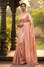 Load image into Gallery viewer, Women's Silk Printed Saree With Unstitched Blouse 5.5Mtr (Peach) Kashvii
