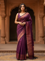 Load image into Gallery viewer, Women's Silk Printed Saree With Unstitched Blouse 5.5Mtr (Wine) Kashvii
