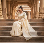 Load image into Gallery viewer, Women's Silk Printed Saree With Unstitched Blouse 5.5Mtr (Off White) Kashvii
