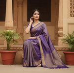 Load image into Gallery viewer, Women's Purple Silk Printed Saree With Unstitched Blouse -5.5Mtr Kashvii
