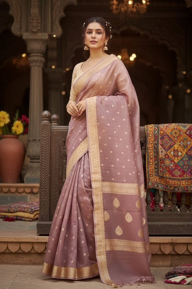 Women's cotton  printed saree with unstitched blouse 5