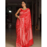 Load image into Gallery viewer, Women's Silk Printed Saree With Unstitched Blouse 5.5Mtr (Orange) Kashvii
