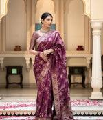 Load image into Gallery viewer, Women's Wine Silk Printed Saree With Unstitched Blouse -5.5Mtr Kashvii
