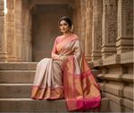 Load image into Gallery viewer, Women's Cream Color Silk Printed Saree With Unstitched Blouse -5.5Mtr Kashvii
