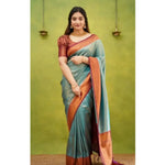 Load image into Gallery viewer, Women's Silk Printed Saree With Unstitched Blouse 5.5Mtr (Rama) Kashvii
