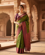 Load image into Gallery viewer, Women's Silk Printed Saree With Unstitched Blouse 5.5Mtr (Green) Kashvii

