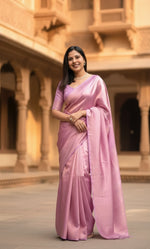 Load image into Gallery viewer, Women's Silk Printed Saree With Unstitched Blouse 5.5Mtr (Pink) Kashvii
