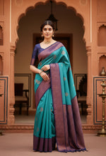 Load image into Gallery viewer, Women's Silk Printed Saree With Unstitched Blouse 5.5Mtr (Rama) Kashvii
