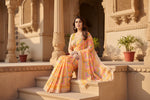 Load image into Gallery viewer, Women's Small Lace Georgette Printed Ready-to-Wear Saree With Unstitched Blouse 5.5 Mtr (Yellow) Kashvii
