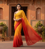 Load image into Gallery viewer, Women's Small Lace Georgette Solid Ready-to-Wear Saree With Unstitched Blouse 5.5 Mtr (Red-Orange) Kashvii
