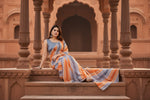 Load image into Gallery viewer, Women's Small Lace Georgette Striped Ready-to-Wear Saree With Unstitched Blouse 5.5 Mtr (Grey)

