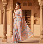 Load image into Gallery viewer, Women's Small Lace Georgette Printed Ready-to-Wear Saree With Unstitched Blouse 5.5 Mtr (Grey) Kashvii
