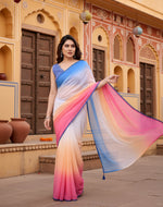Load image into Gallery viewer, Women's Small Lace Georgette Solid Ready-to-Wear Saree With Unstitched Blouse 5.5 Mtr (Multicolor)
