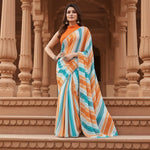 Load image into Gallery viewer, Women's Small Lace Georgette Striped Ready-to-Wear Saree With Unstitched Blouse 5.5 Mtr (Multicolor) Kashvii
