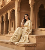 Load image into Gallery viewer, Women's Silk Printed Saree With Unstitched Blouse 5.5Mtr (Gold) Kashvii
