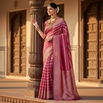 Load image into Gallery viewer, Women's Silk Printed Saree With Unstitched Blouse 5.5Mtr (Pink) Kashvii

