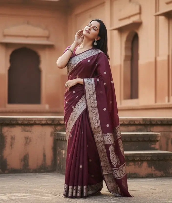 Women's cotton  printed saree with unstitched blouse 5