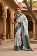 Load image into Gallery viewer, Women's Grey Silk Printed Saree With Unstitched Blouse -5.5Mtr Kashvii
