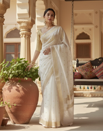Load image into Gallery viewer, Women's Cotton  Printed Saree With Unstitched Blouse 5.5Mtr (White) Kashvii
