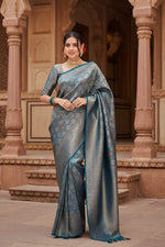 Load image into Gallery viewer, Women's Rama Silk Printed Saree With Unstitched Blouse -5.5Mtr Kashvii
