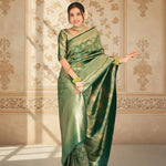 Load image into Gallery viewer, Women's Green Silk Printed Saree With Unstitched Blouse -5.5Mtr Kashvii
