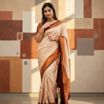 Load image into Gallery viewer, Women's Cream Color Silk Printed Saree With Unstitched Blouse -5.5Mtr Kashvii
