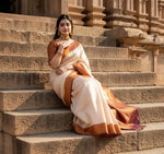 Load image into Gallery viewer, Women's Cream Color Silk Printed Saree With Unstitched Blouse -5.5Mtr Kashvii
