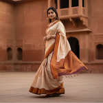 Load image into Gallery viewer, Women's Cream Color Silk Printed Saree With Unstitched Blouse -5.5Mtr Kashvii
